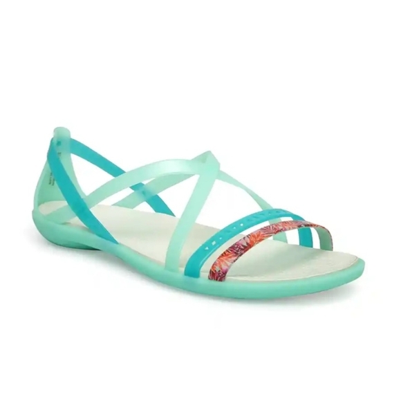 CROCS Aqua and Coral Women's Sandals - Picture 1 of 6